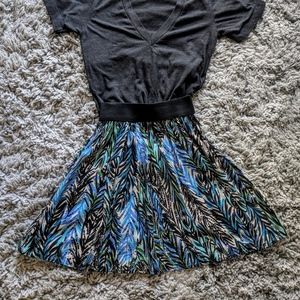 Tropical Green Blue and Black Skirt